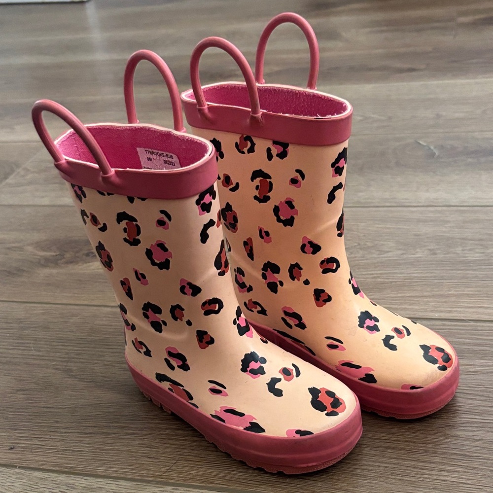 Leopard Print Kids Rain Boots
